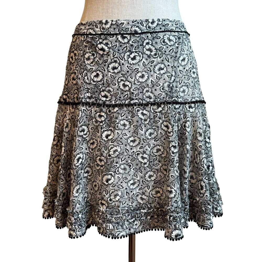 Derek Lam 10 Crosby Silk Blend Floral Jacquard Black White Mini Skirt Women’s 4